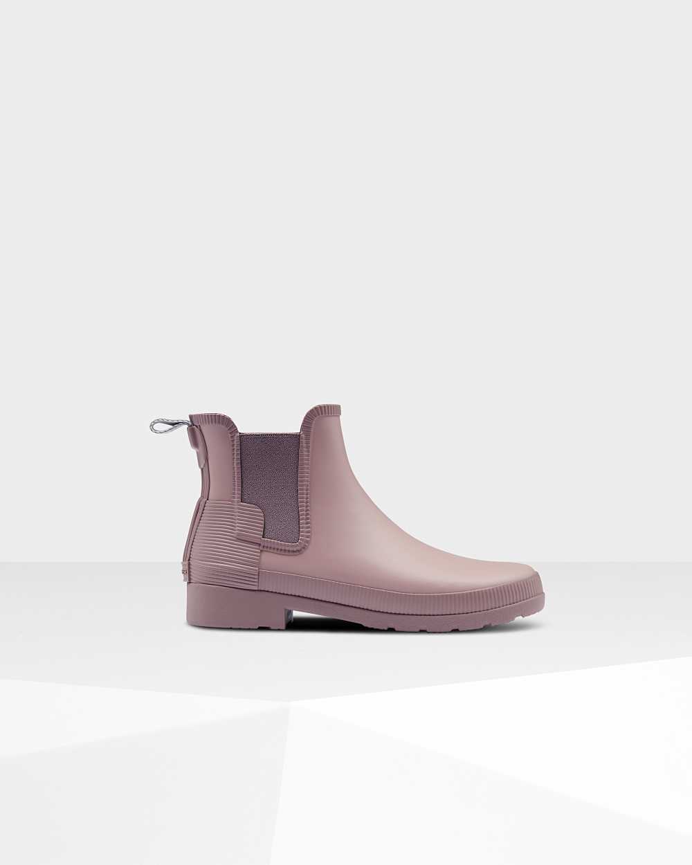 Hunter Women's Refined Texture Block Slim Fit Chelsea Boots Pink,UKQD51073